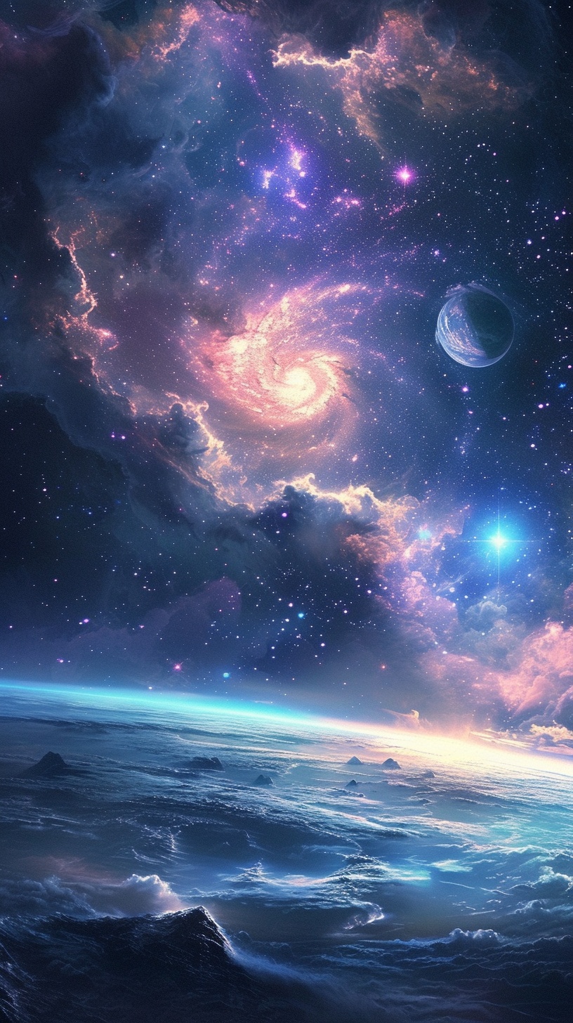 Cosmic Space Above Alien Ocean