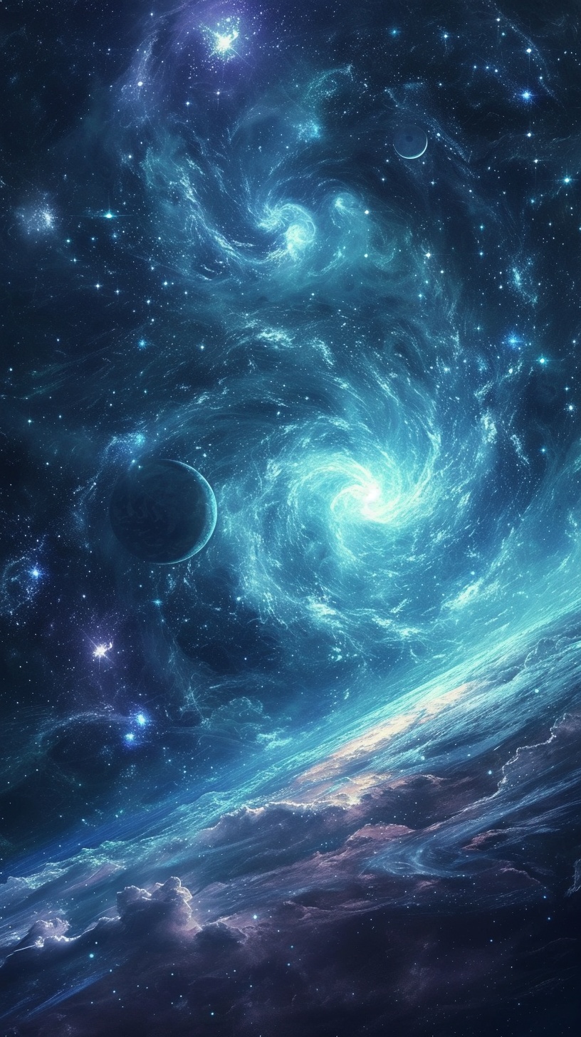 Blue Spiral Galaxy in Outer Space