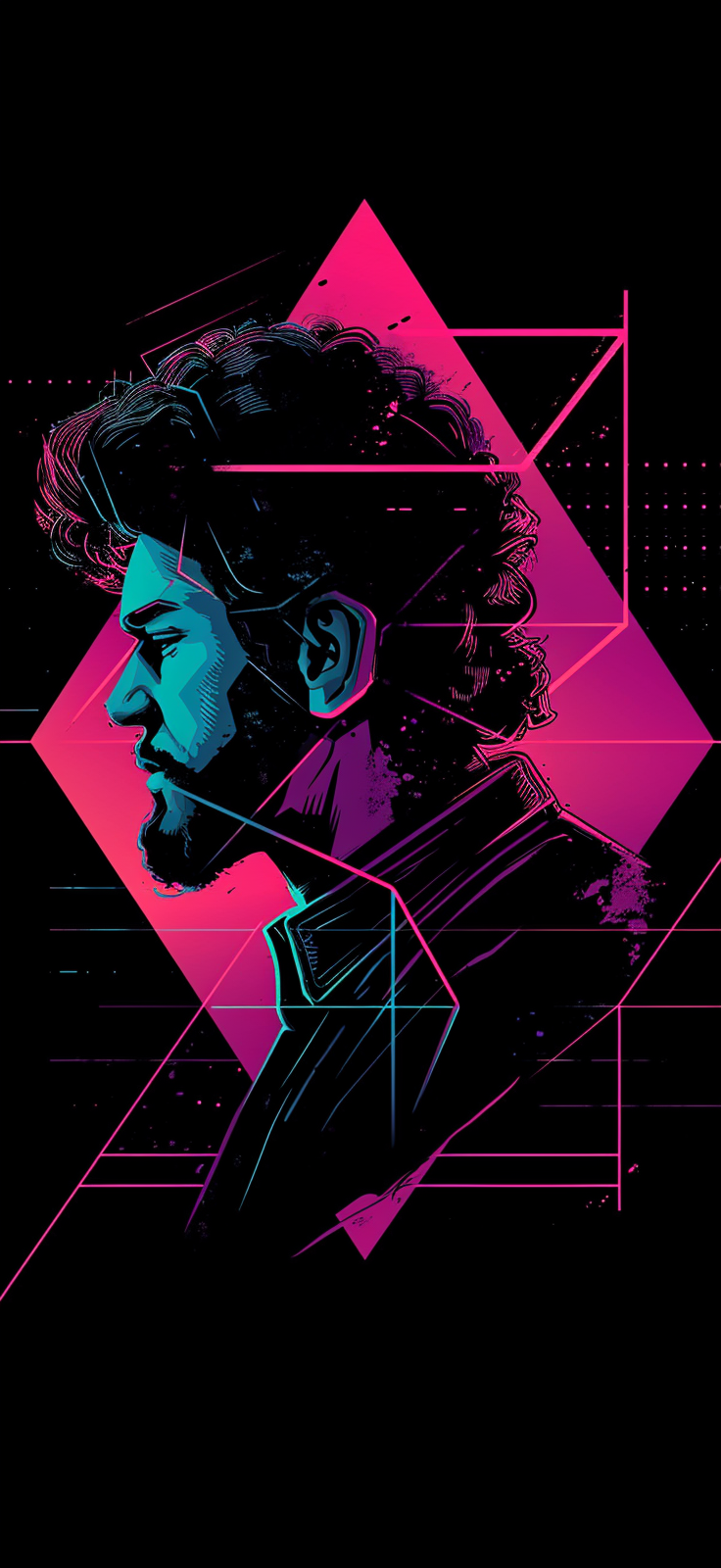 Neon Side Profile Man Portrait