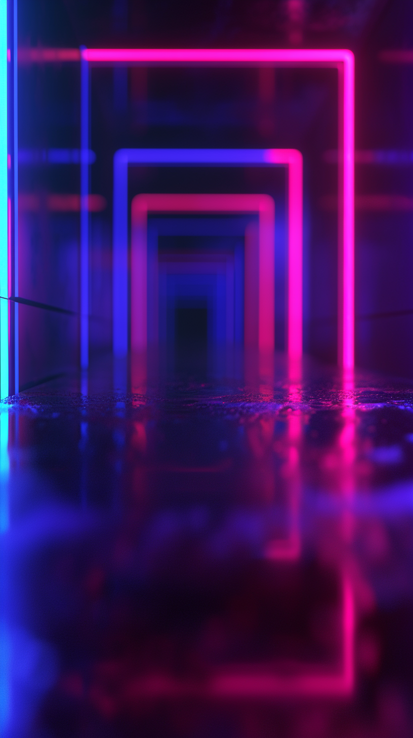 Pink and Blue Neon Light Tunnel