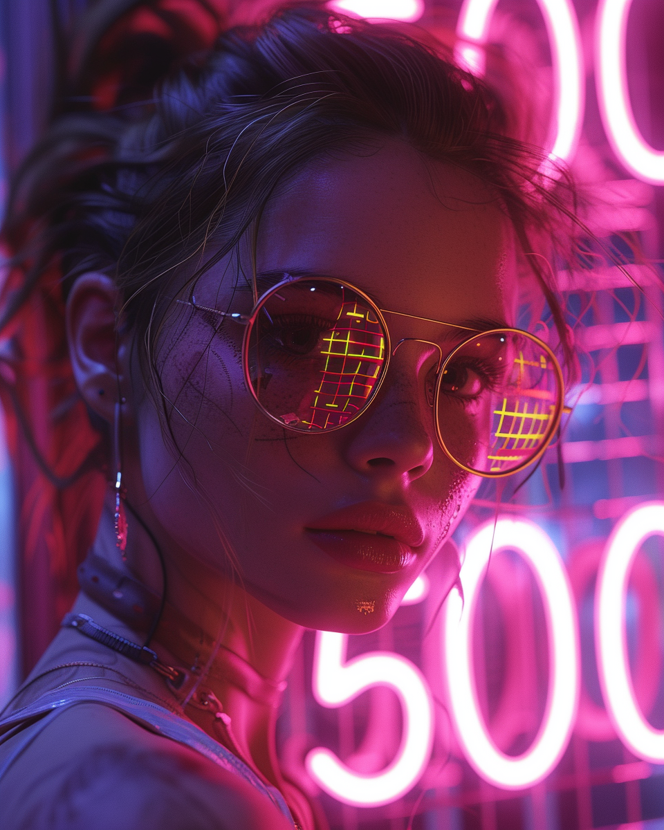Cyberpunk Woman in Neon Lighting