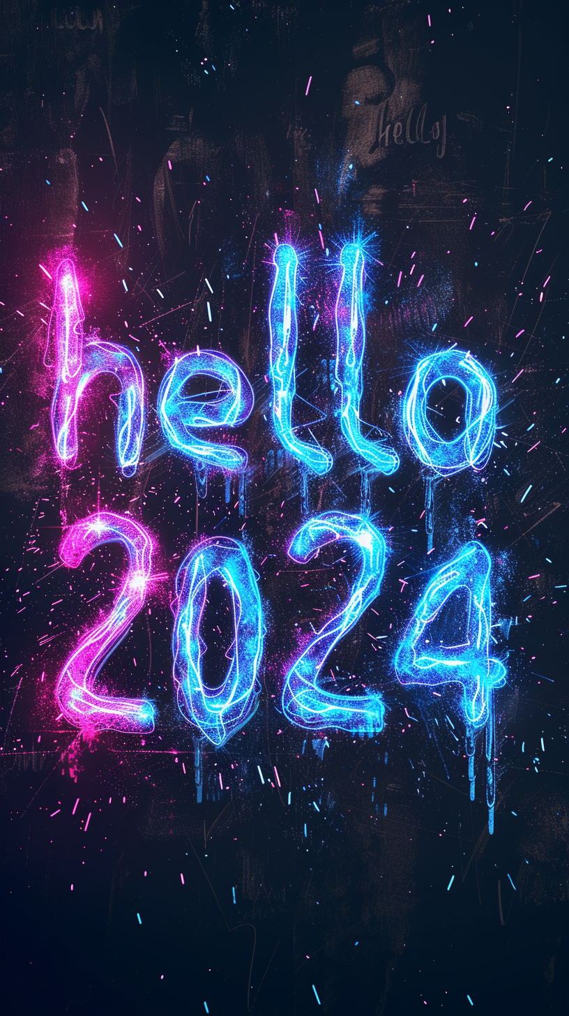 Hello 2024 Neon Greeting