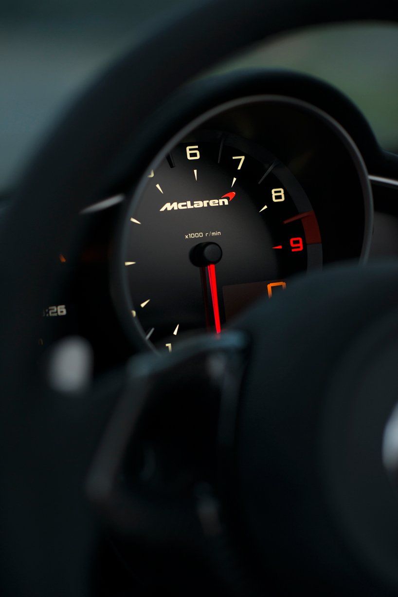 Close-up of McLaren Tachometer