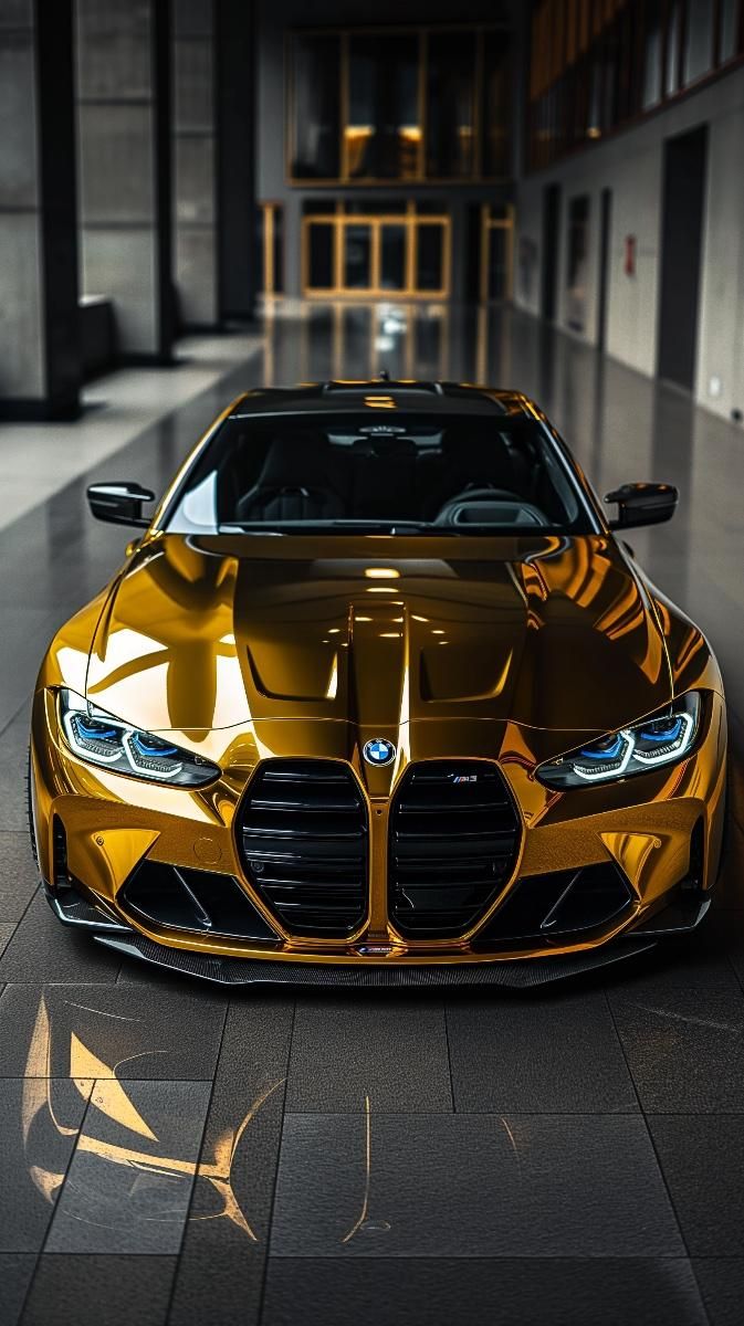 Glossy Golden BMW M3 Sports Car