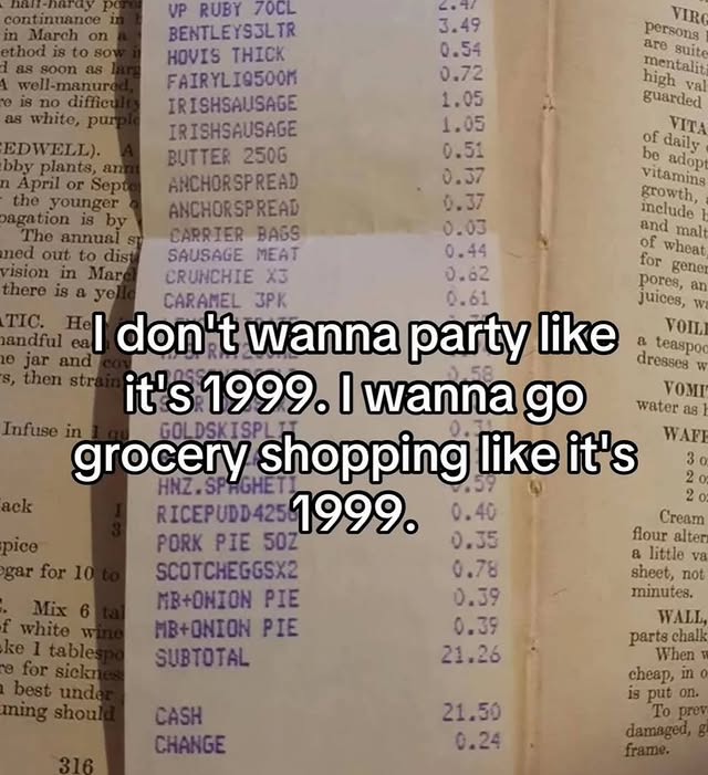 1999 Grocery Receipt Meme