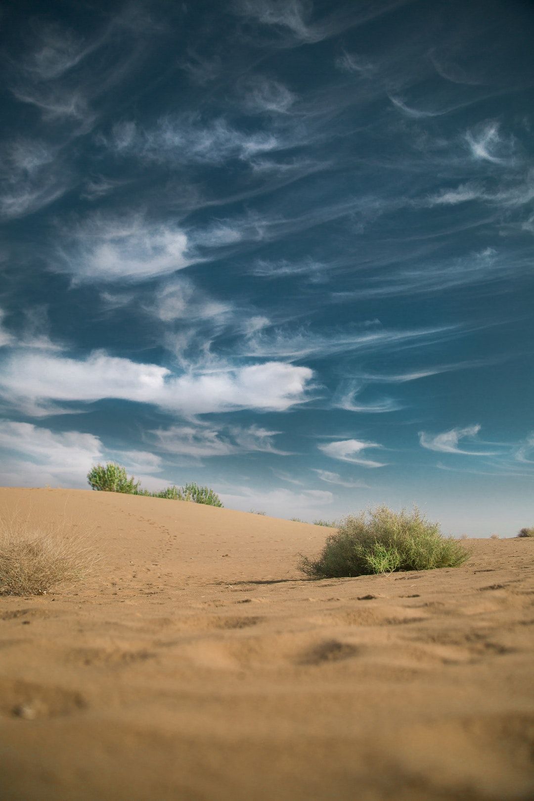 Desert Sand Dune Under Blue Sky