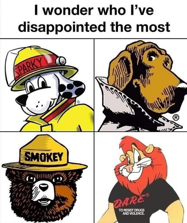 Disappointment Meme With Classic PSA Mascots