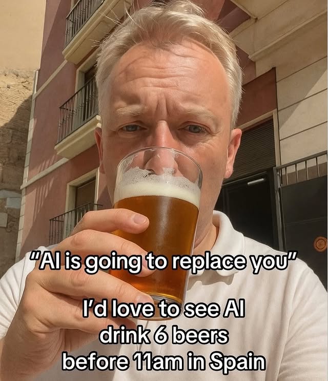 Funny AI Meme About Drinking Beer In Spain