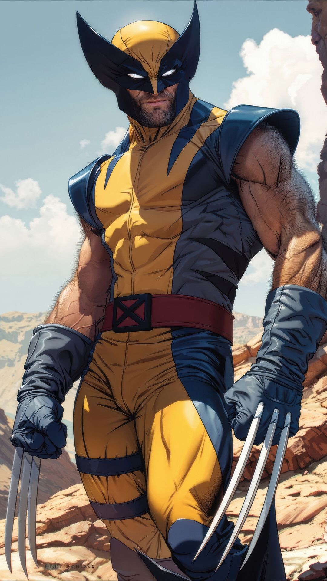 Wolverine in Sunlit Desert Terrain