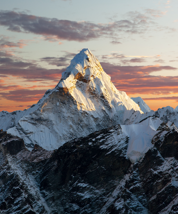 Snow Capped Mountain at Sunset