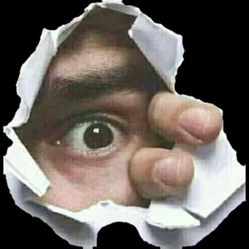 Eye Peeking Through Torn Paper Hole