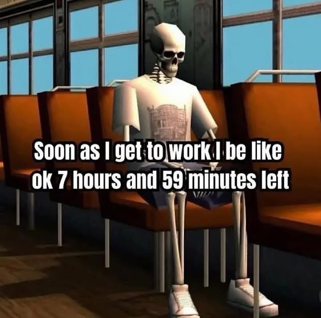 Skeleton Waiting Out Work Shift