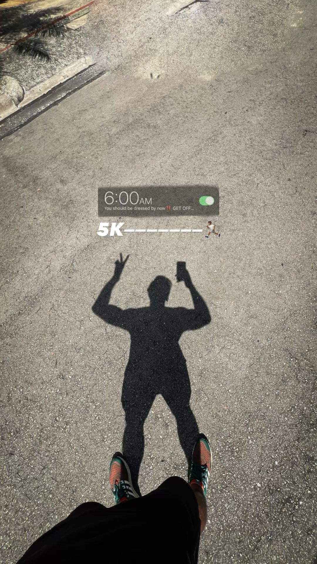 6AM 5K Run Shadow Selfie
