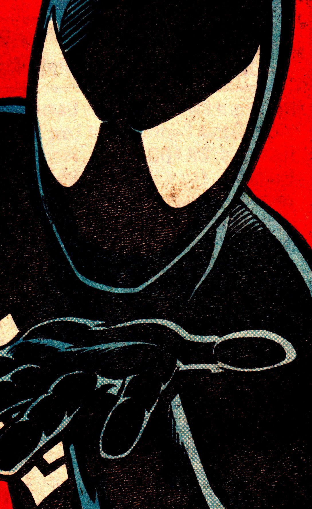 Black Suit Spider-Man Comic Close Up