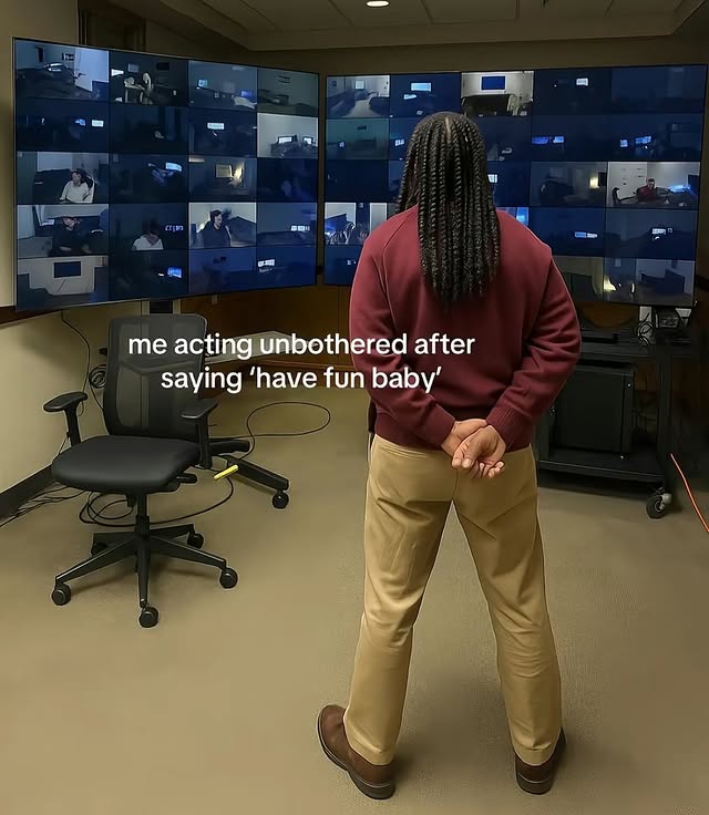 Unbothered Man Watching Security Camera Feeds