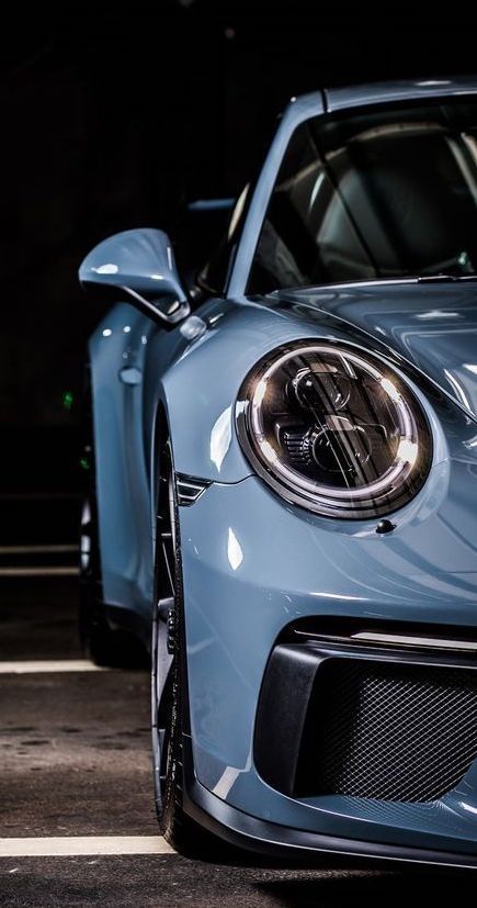 Light Blue Sports Car Close-up